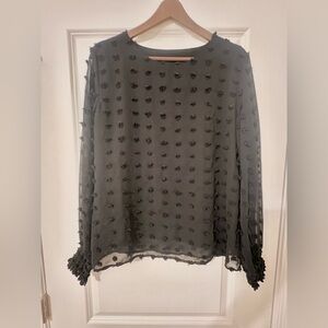 Black Textured Long Sleeve Women's Top